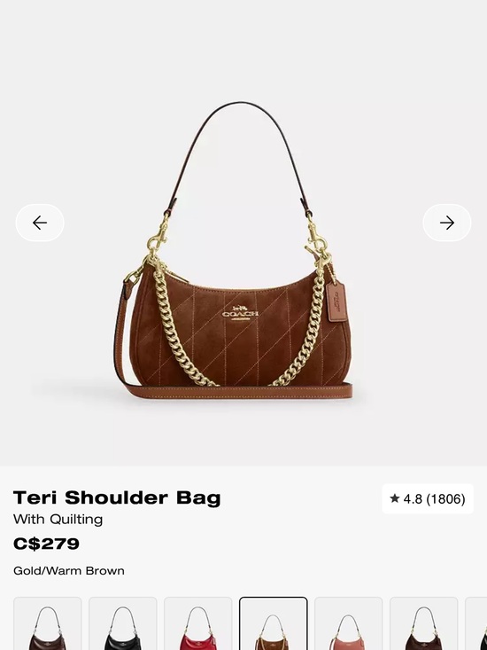 Coach Handbags - New condition Coach Teri Quilted Shoulder Bag in Warm Brown with Gold Hardware